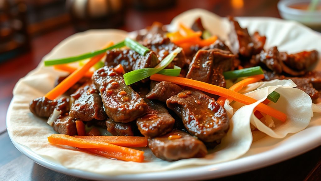 beef stir fry with pancakes