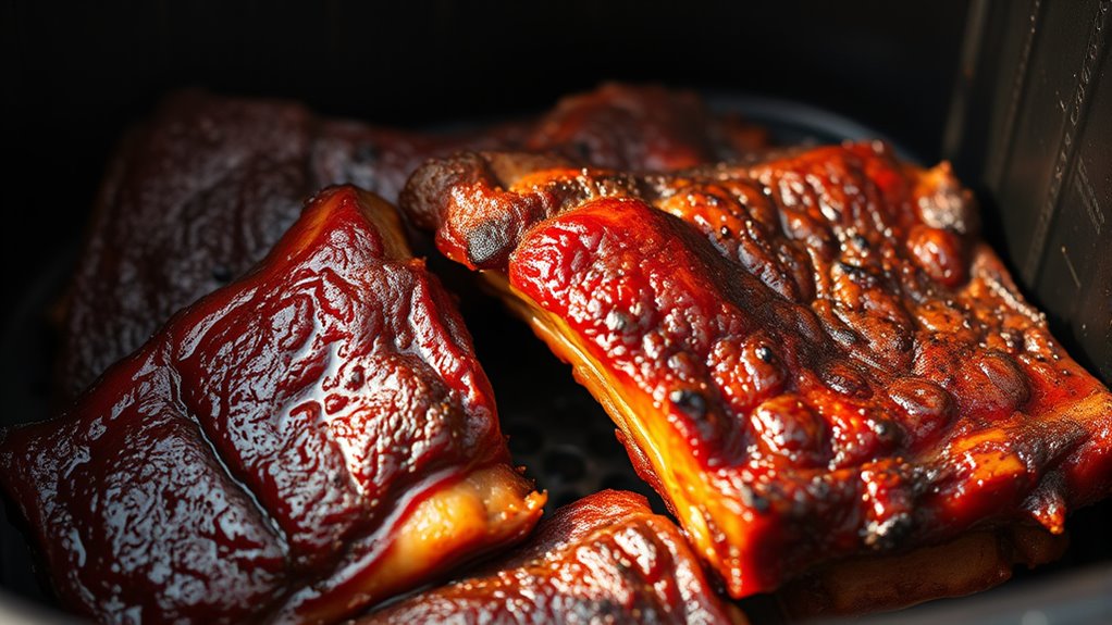 evenly cooked crispy ribs